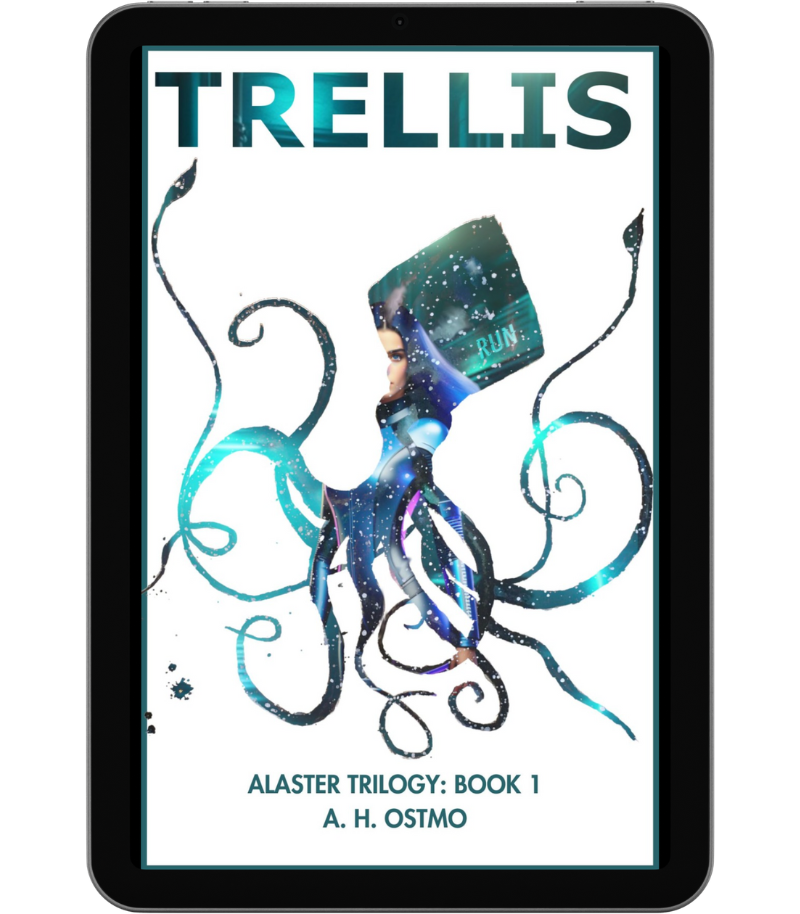 Icon of a tablet with the Trellis book cover.
